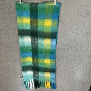 Talbots Scarf Womens 16x72 Blue Green Plaid Acrylic Nylon Blend NWT‎